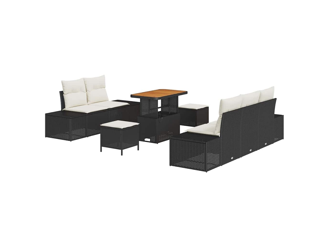 Maison Exclusive - Conjunto De Sofás De Jardín Con Cojín 8 Pcs Negro Poliratán