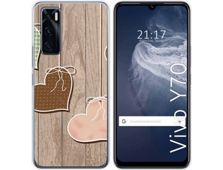 Carcasa Vivo Y70 TUMUNDOSMARTPHONE Corazones Madera Multicolor