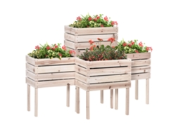 VPMKP - Parterres Outsunny 4 modulares, 50x30x60 cm, riego, abeto natural | S/MARCA