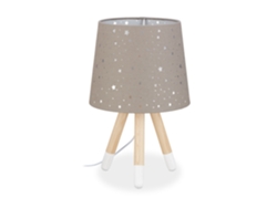 Relaxdays Lámpara De Mesa Infantil, Para Niños Niñas, E14, Redonda, 40 Cm, Estrellas, Gris
