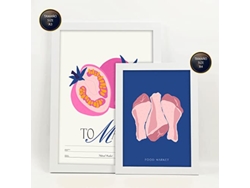 NACNIC Set De 6 Posters De Comida Y Alimentación Come Rosa Láminas De Naturaleza Y Botánica Para  Tamaños A3 & A4 Marcos Blancos