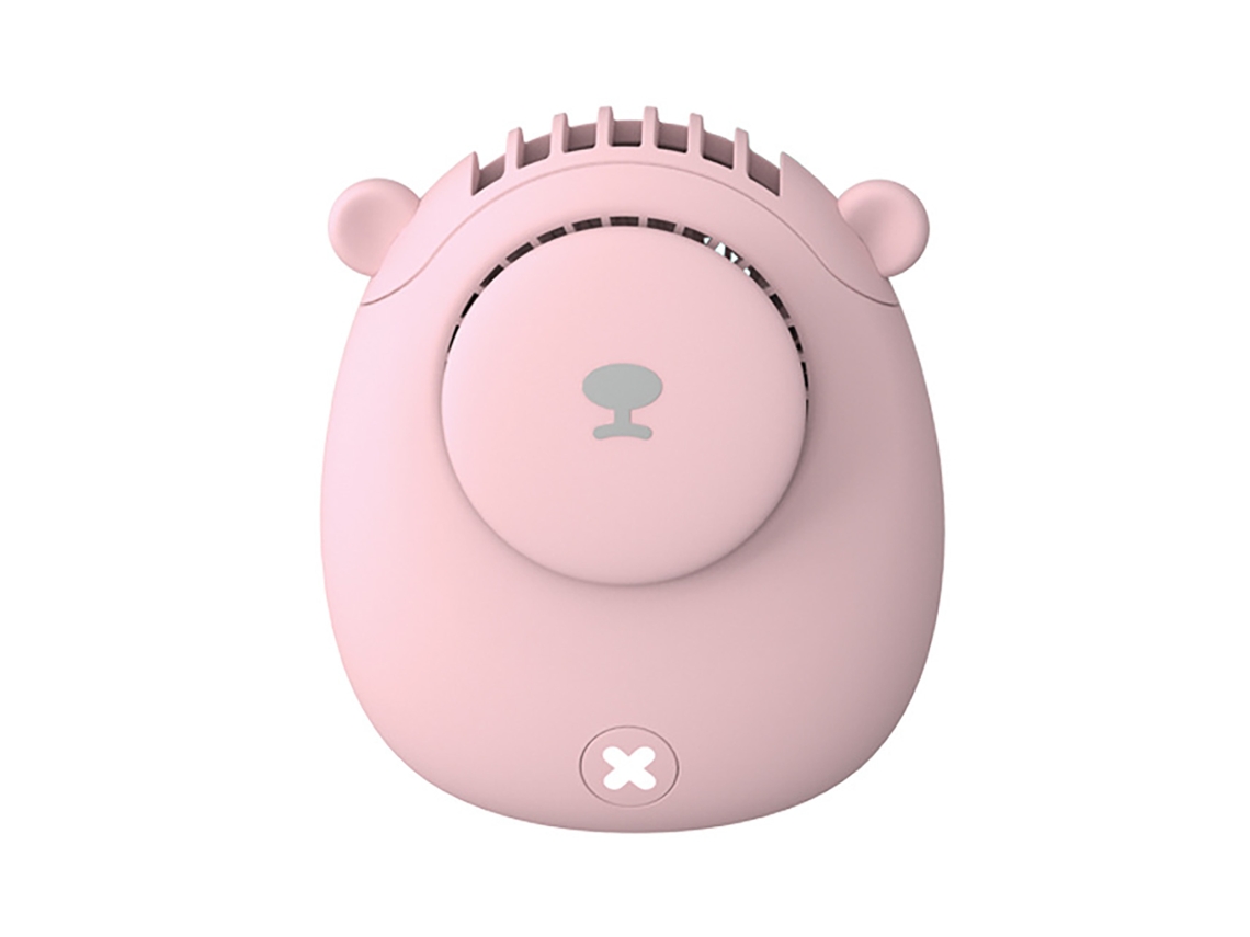 Ventilador de cuello portátil sin aspas, alimentado por USB, rosa, recargable.