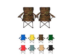 Silla De Camping Plegable De Acero Con Reposabrazos Y Funda Con Asas- 80x80x50 Cm, Resistente Al Agua - Ideal Para Exterior Militar Pack 2 Uds