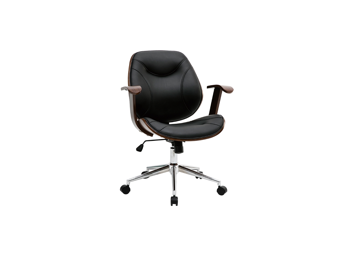 Silla de Escritorio Moderna Negro Y Madera Oscura Yorke MILIBOO