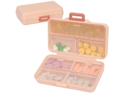 Organizador semanal de medicamentos, estuche portátil con 7 compartimentos para viajes, color rosa.