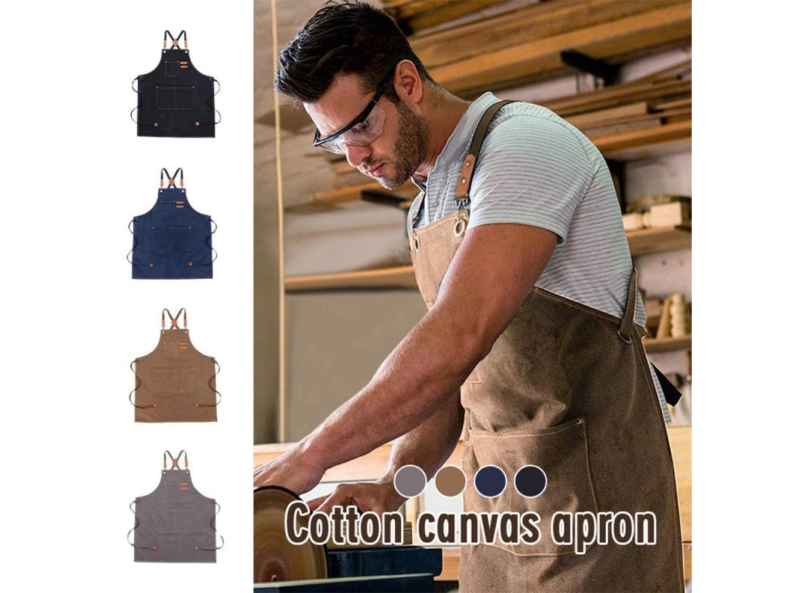 2026-17798-delantal De Lona Gruesa Para Cocina Jardín Barbería Café, Impermeable, Talla 75x38cm, Para Hombre Y Mujer Marrón