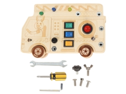 Ats-juguetes Sensoriales De Madera Con Luces Led Para Bebés Coche Portátil Juego Educatsivo Botones Interruptores