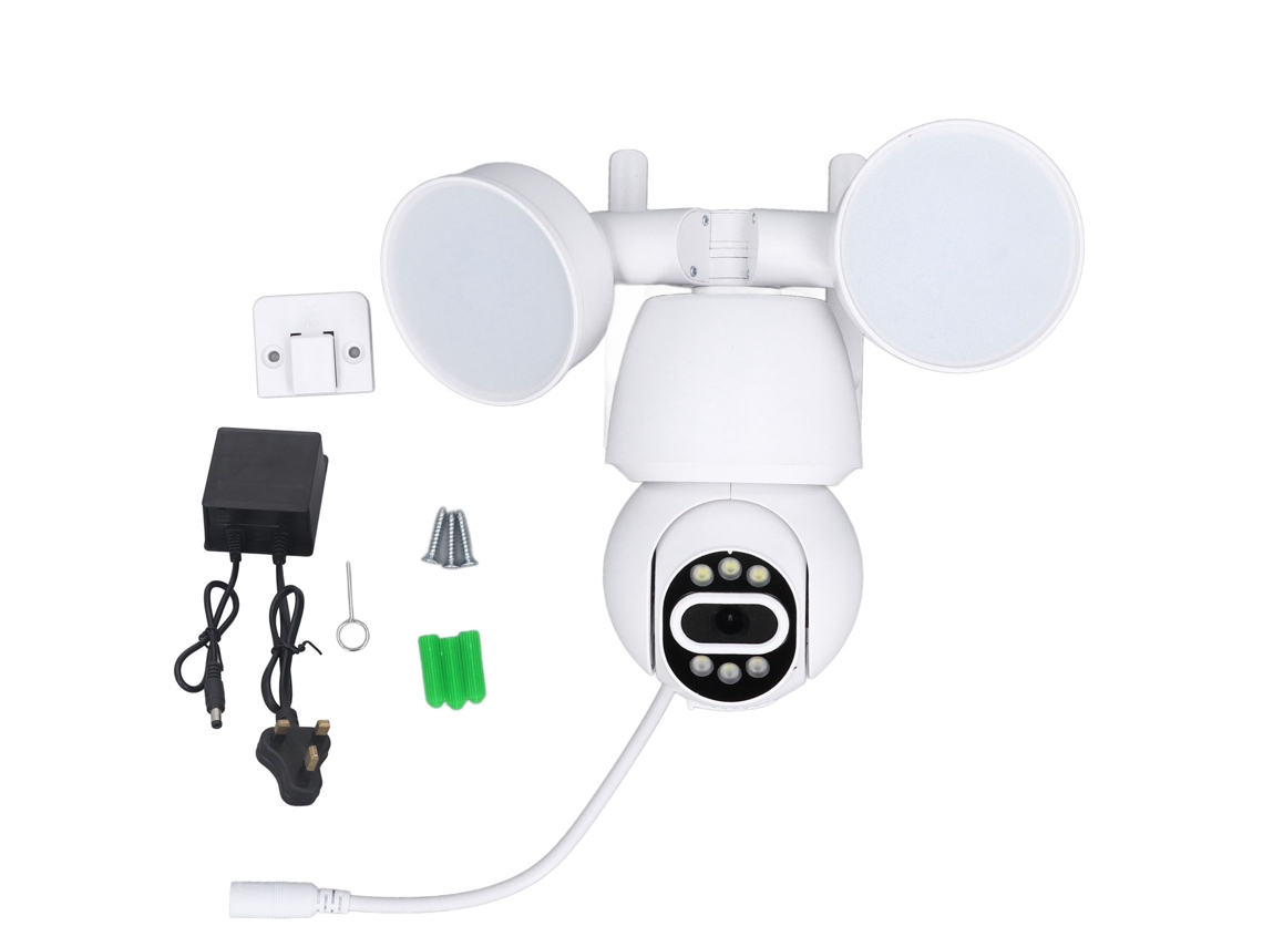 Cámara De Seguridad Inalámbrica Hd Con Visión Nocturna, Control Remoto Inteligente Y Luz Exterior, 110-240 V, Enchufe Británico.