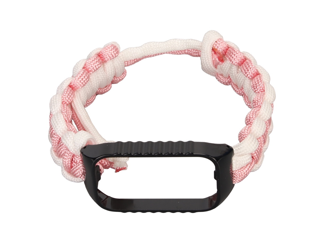 Pulsera De Paracord 2 En 1 Con Funda Protectora Para Redmi Band 2 (rosa Y Blanco)