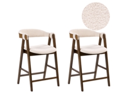 Conjunto De 2 Bancos De Bar Beliani Day De Bouclé Creme 52x62x88