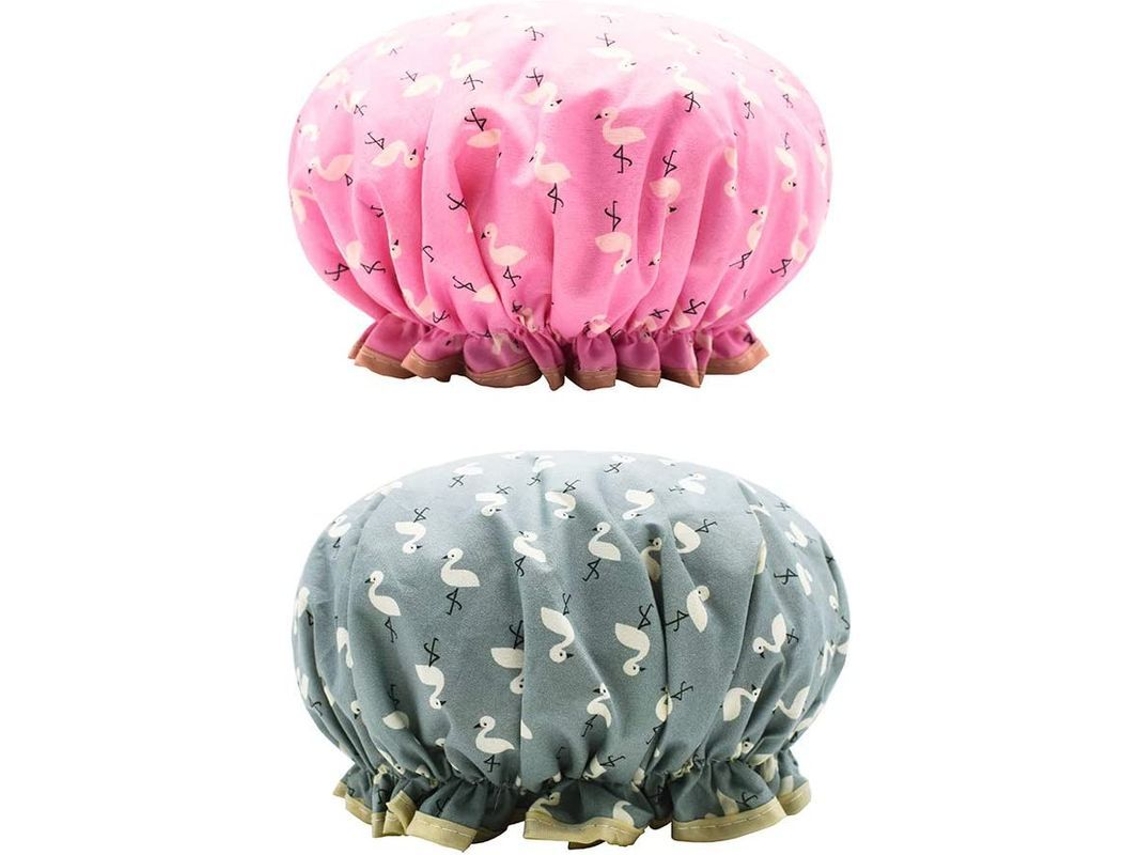 Gorro de baño doble impermeable 2026 con elástico y borde con flecos para mujeres y niñas. Cocina.
