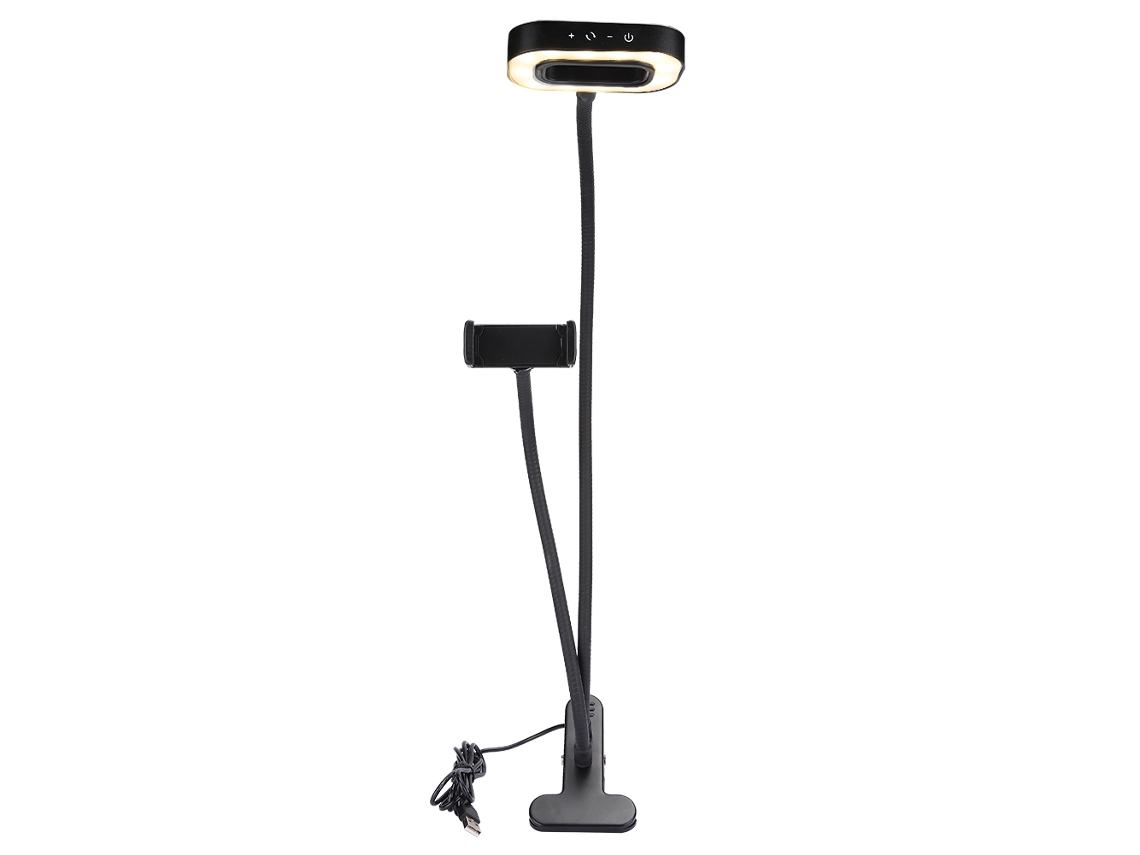 Suporte Universal Para Celular Com Luz De Preenchimento Beauty Ajustável Mangueira De Metal Preto
