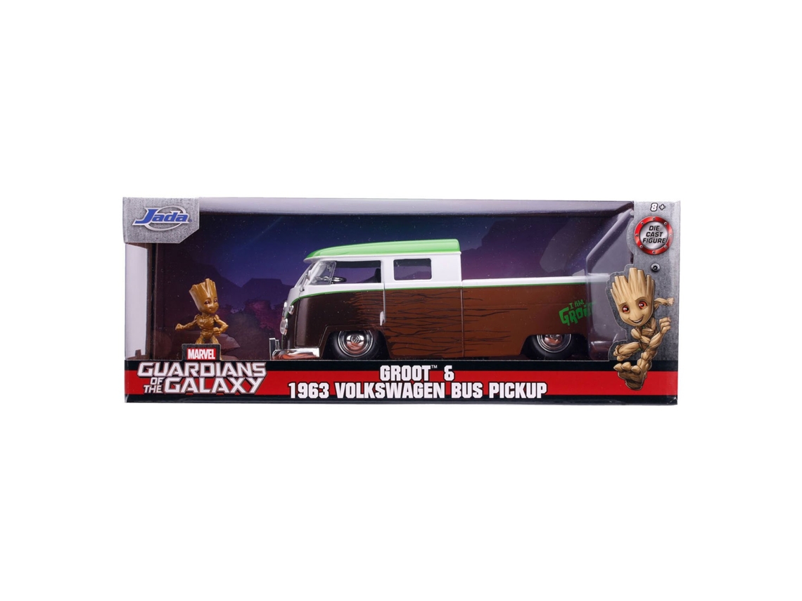 Miniatura de coche de metal fundido a presión Marvel Groot Pickup Bus 1963 124 de Jada Toys