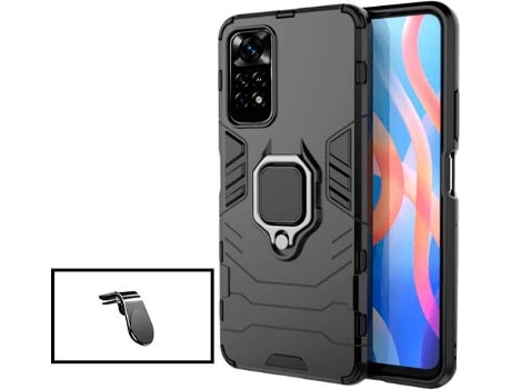 Kit Carcasa Military Defender + Soporte Xiaomi Poco M4 Pro G4M Negro