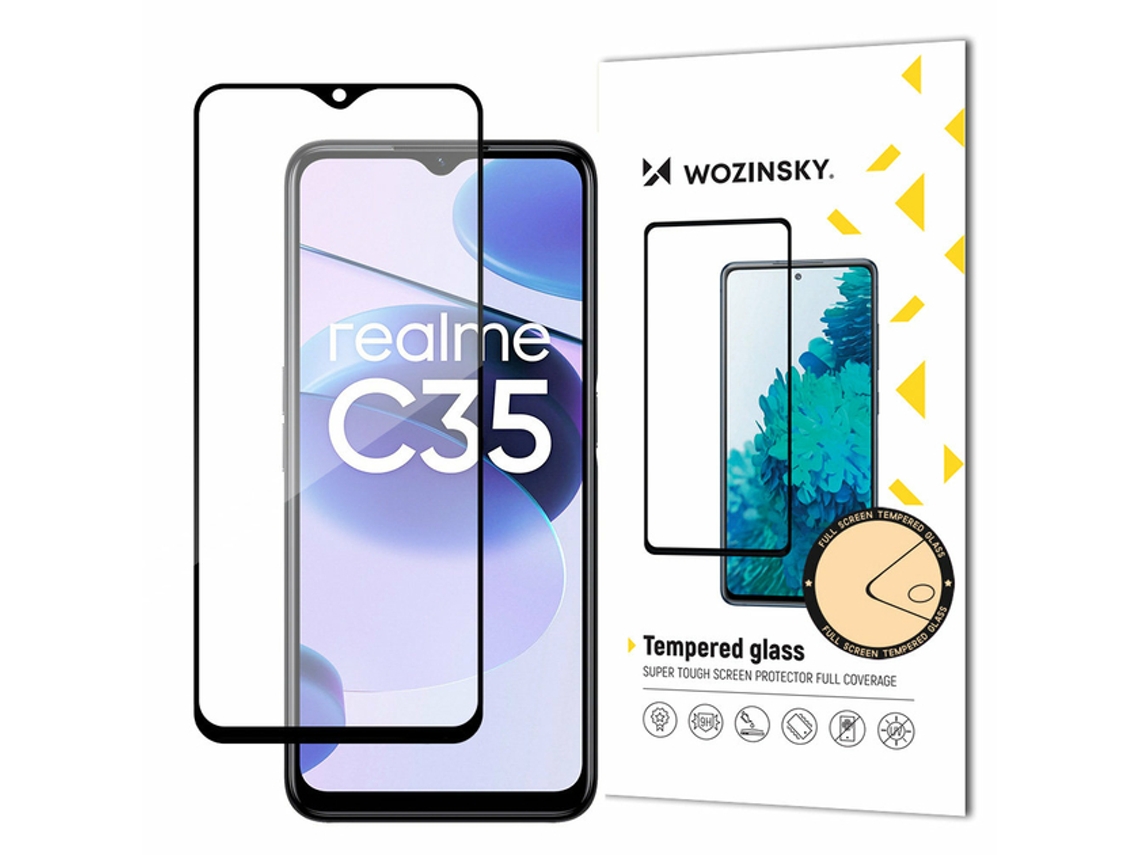 Protector de Pantalla Protector Templado Pantalla Completa Súper para Realme Realme C35 WOZINSKY Negro