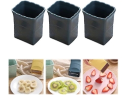 Juego de 3 cortadores de acero inoxidable para frutas, huevos y fresas, ideales para preparar rápidamente ensaladas de frutas y verduras.