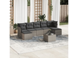 Conjunto de sofá de jardín de 8 piezas con cojines, ratán gris, DKD Home Decor