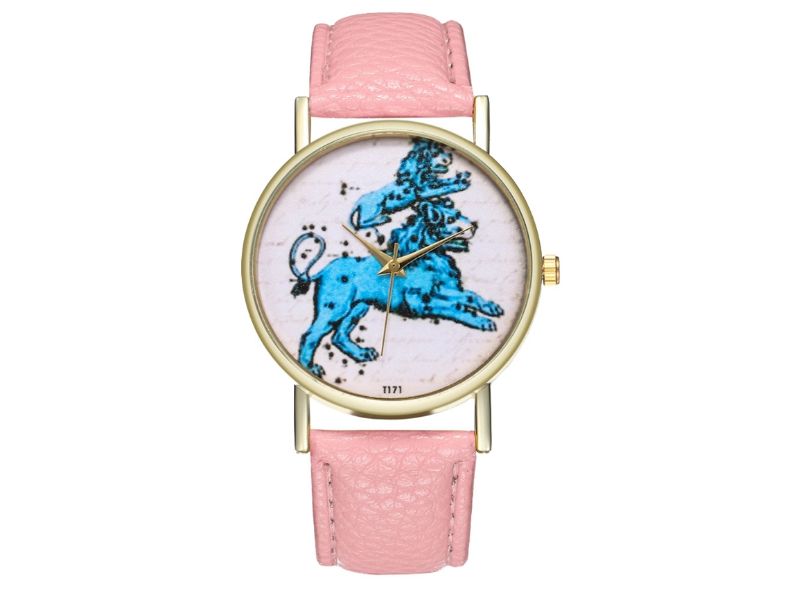 Reloj De Pulsera Unisex Informal Con Correa De Cuero Y Movimiento De Cuarzo Rosa.