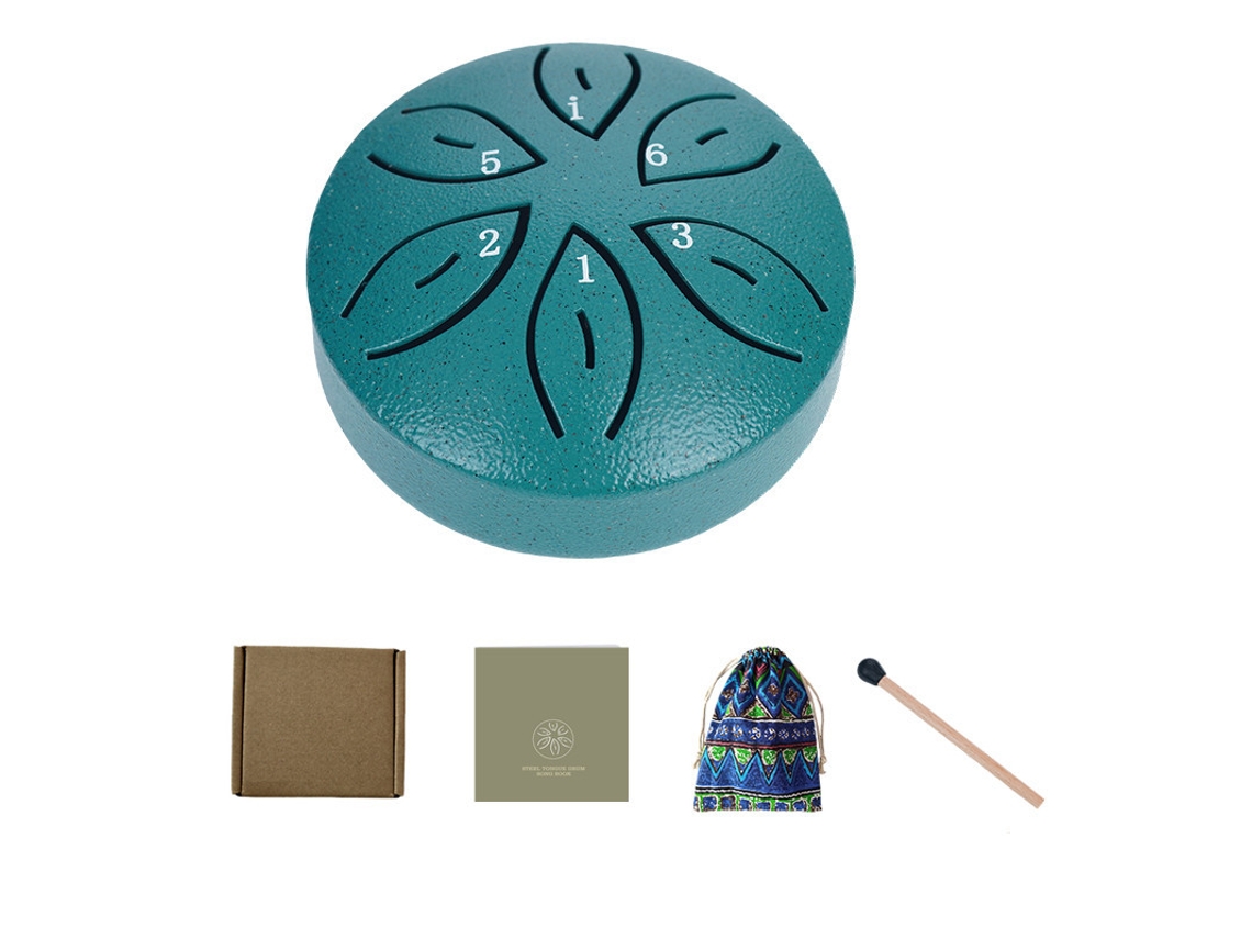 Tambor Handpan Digitallab de 3 pulgadas con 6 notas menores para bebés con baquetas (syx - Verde oscuro)