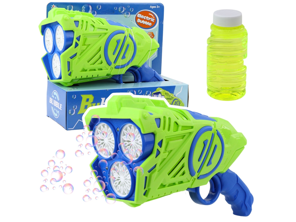 Pistola de burbujas a batería con luces LED azules y verdes B.active