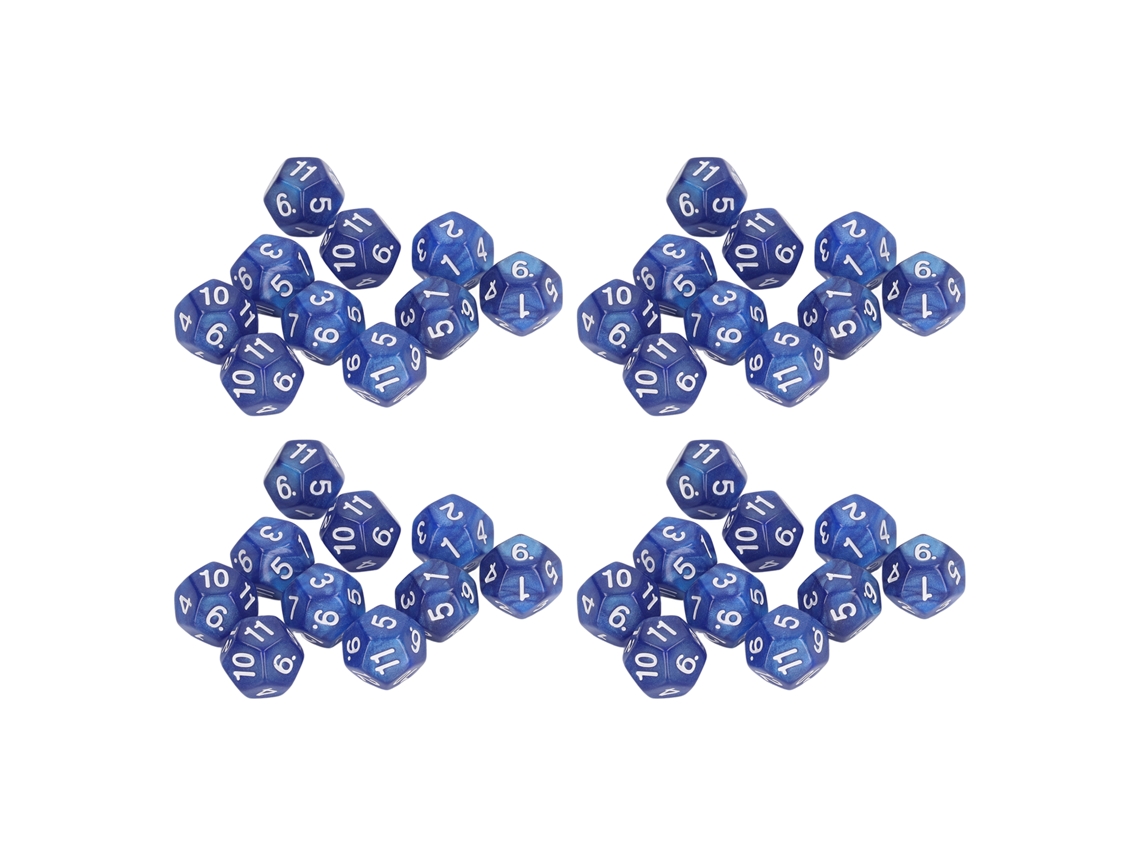 Juego De 40 Dados Poliédricos De 12 Caras Con Números Claros, Impermeables Y Resistentes A La Oxidación Para Juegos Y Enseñanza, Color Azul.