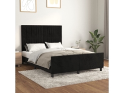 Estructura De Cama Sin Colchón Terciopelo Negro 140x190 Cm