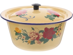 Bol esmaltado vintage, bol práctico para mezclar ingredientes en la cocina con tapa 0
