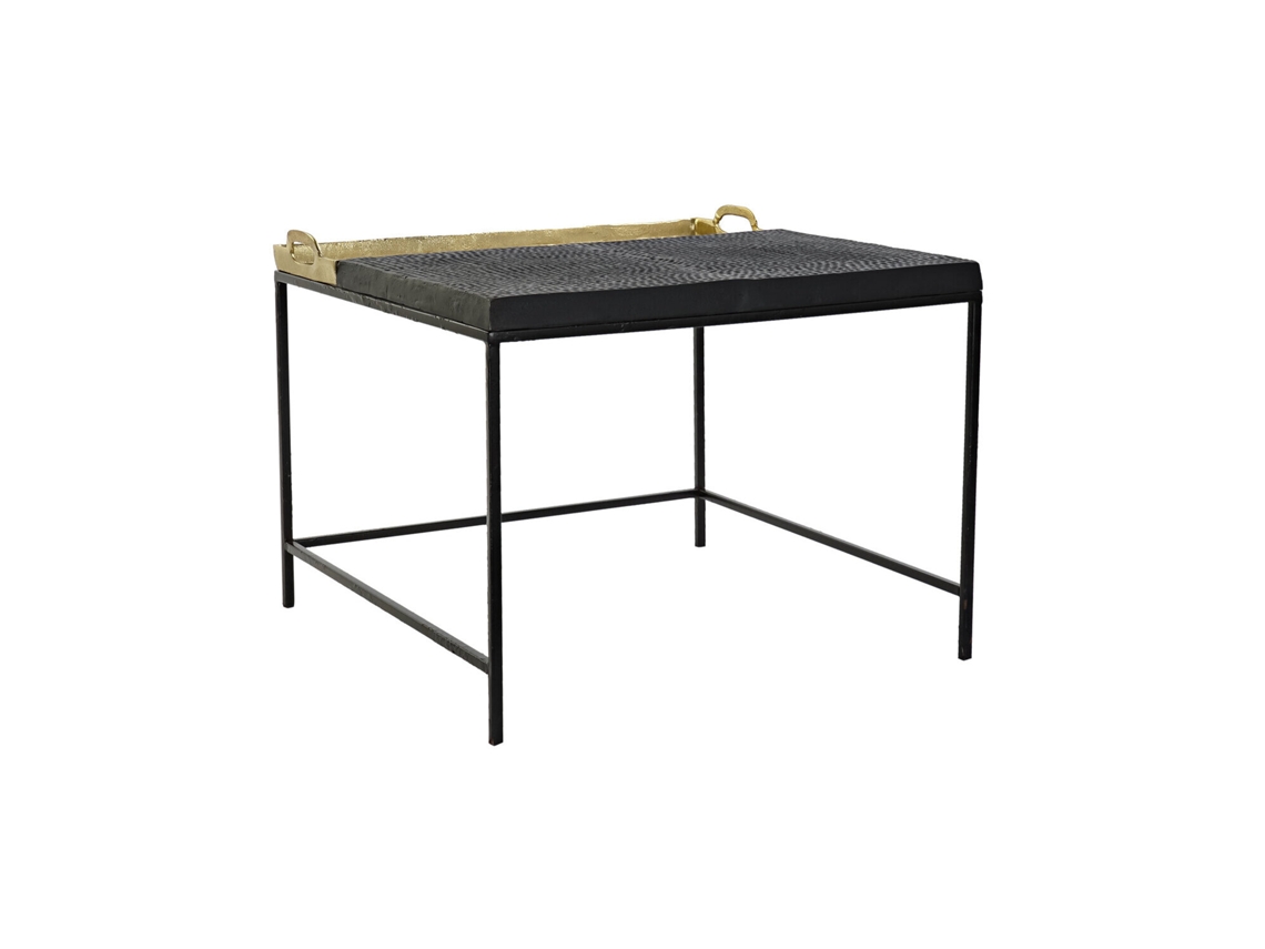 Mesa Centro Acero Aluminio Bandeja Dorado 61x61x49cm