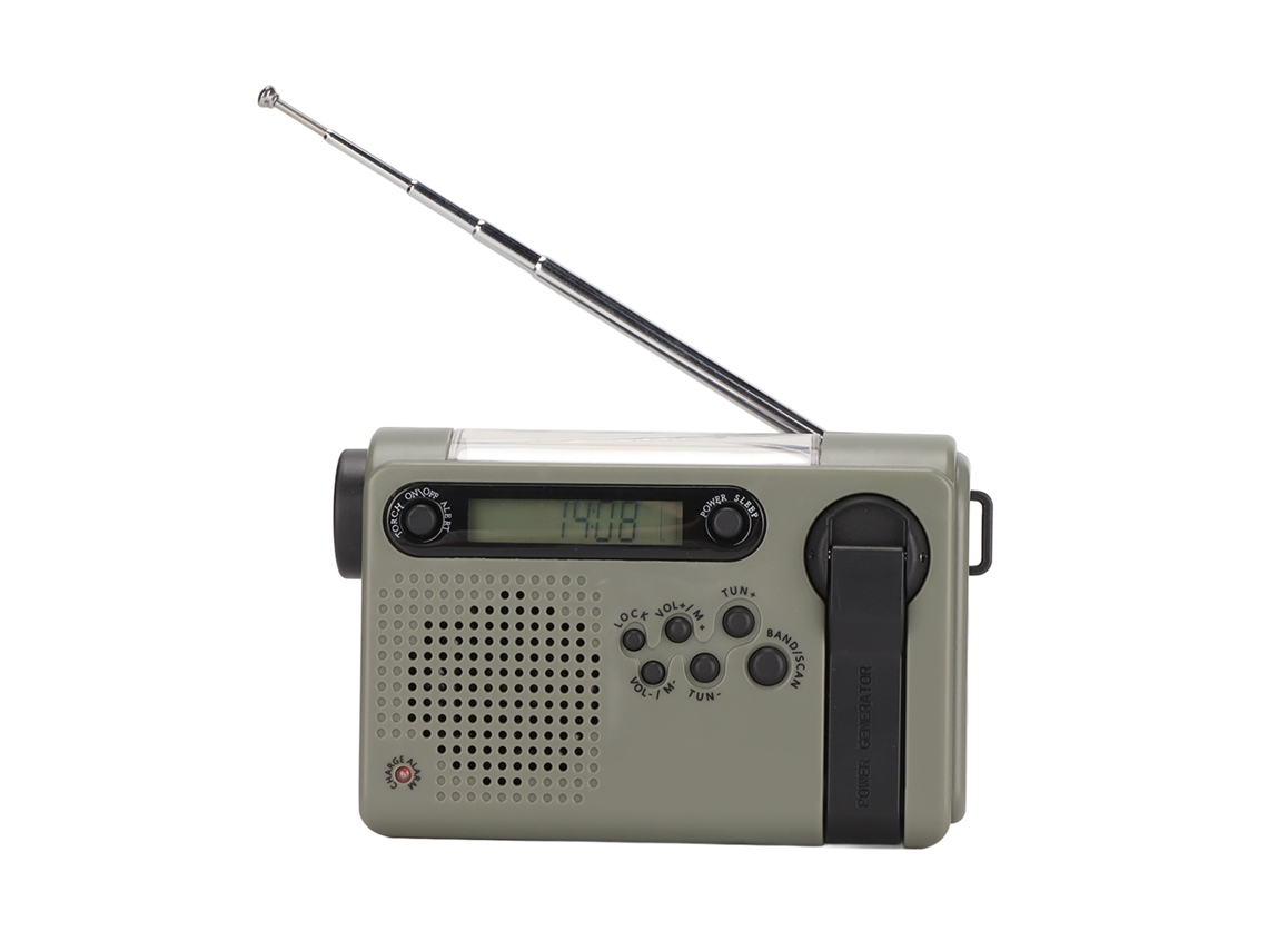 Radio De Emergencia Alarma Sos Portátil Gran Capacidad De Memoria Fm Am Sw Radio De Banda Completa Con Carga Solarnegro Verde