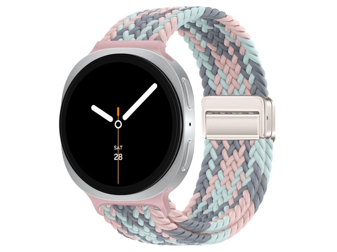 Bracelete Para Samsung Galaxy Watch 8/8 Classic - Nylon Trançado Com Fivela Magnética Clássica - Cinza Azul-claro