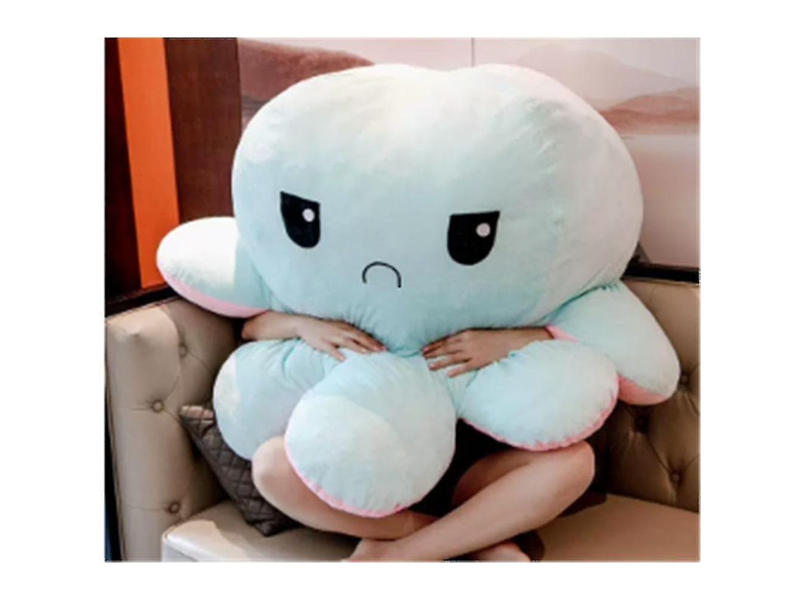 2026-muñeco Pulpo Flip Grande Doble Cara Expresiones Cambiantes Regalo Cumpleaños Rosa A Azul Claro Diámetro 90cm