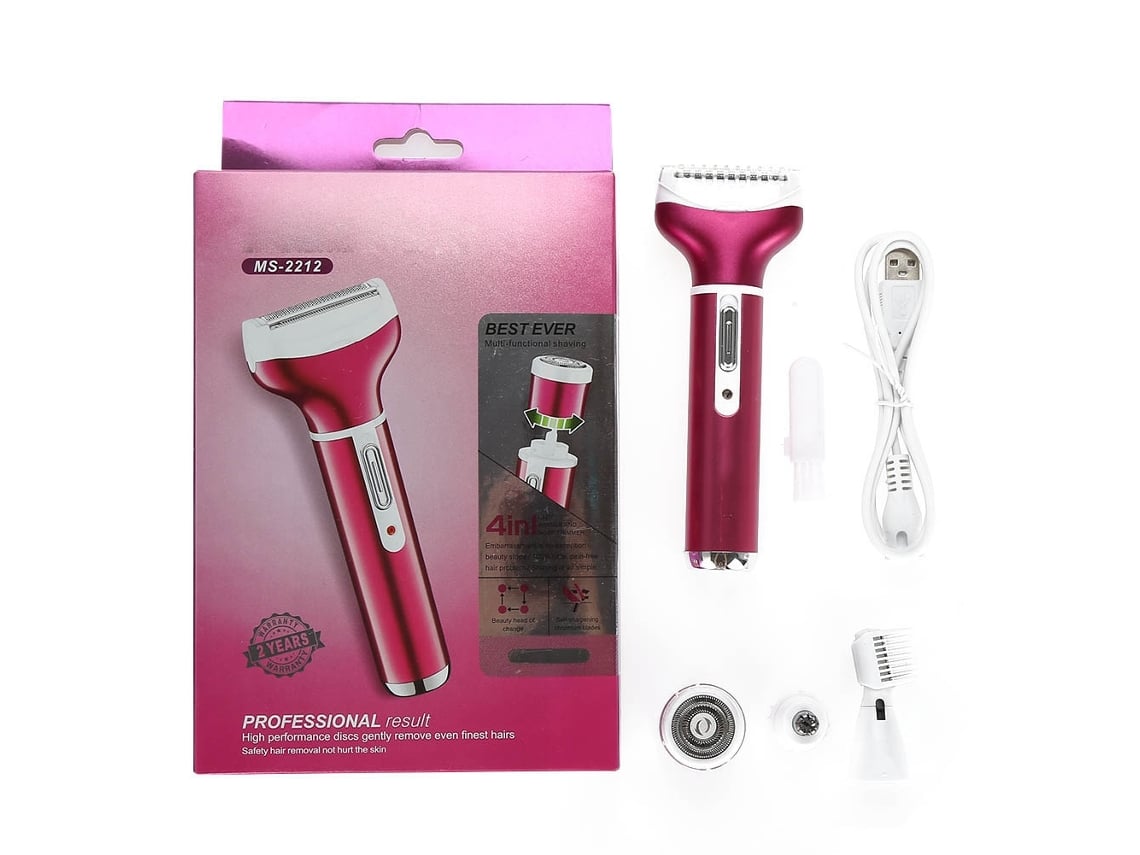 Kit portátil 4 em 1 para depilação feminina, inclui depilador elétrico, aparador de pelos do nariz, sobrancelha e orelha, roxo (2026).