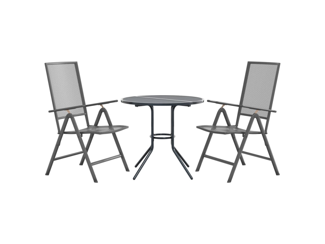 Maison Exclusive - Set De Sillas Jardín Reclinables 3 Piezas Acero Antracita
