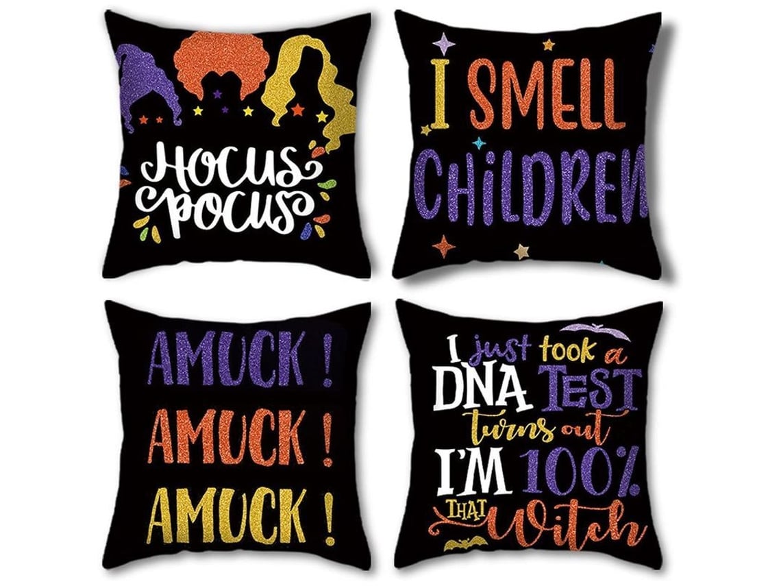 Rebe-4pack Funda De Almohada Decorativa Para Halloween, Tela De Piel De Melocotón 45x45 Cm, Cremallera Oculta Para Sofá Cama Auto Oficina
