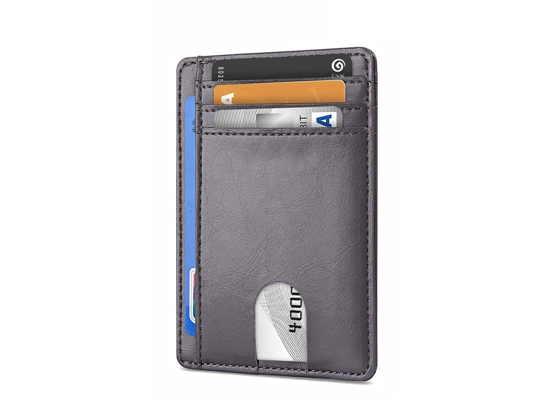 Cartera de piel para hombre con protección antirrobo RFID, gris oscuro*