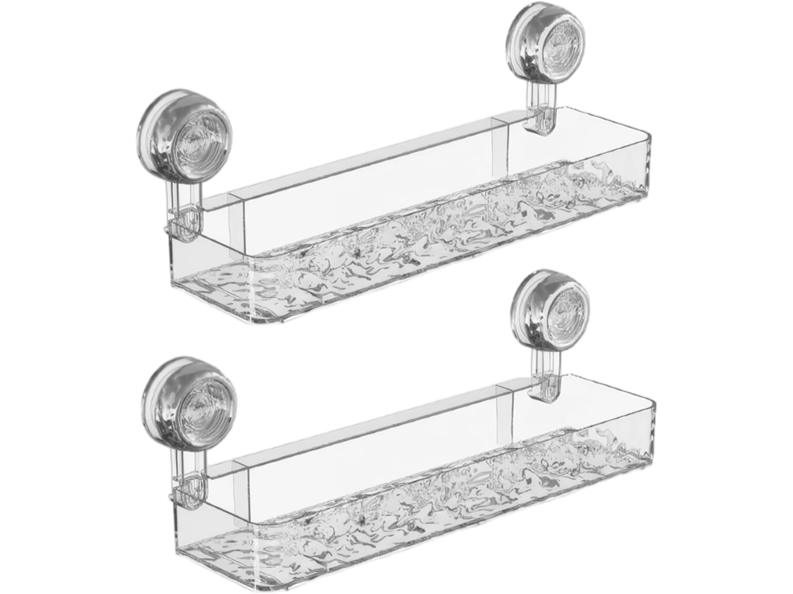 Balda De Ducha, Transparente, Vaso De Succión, 2 Pcs