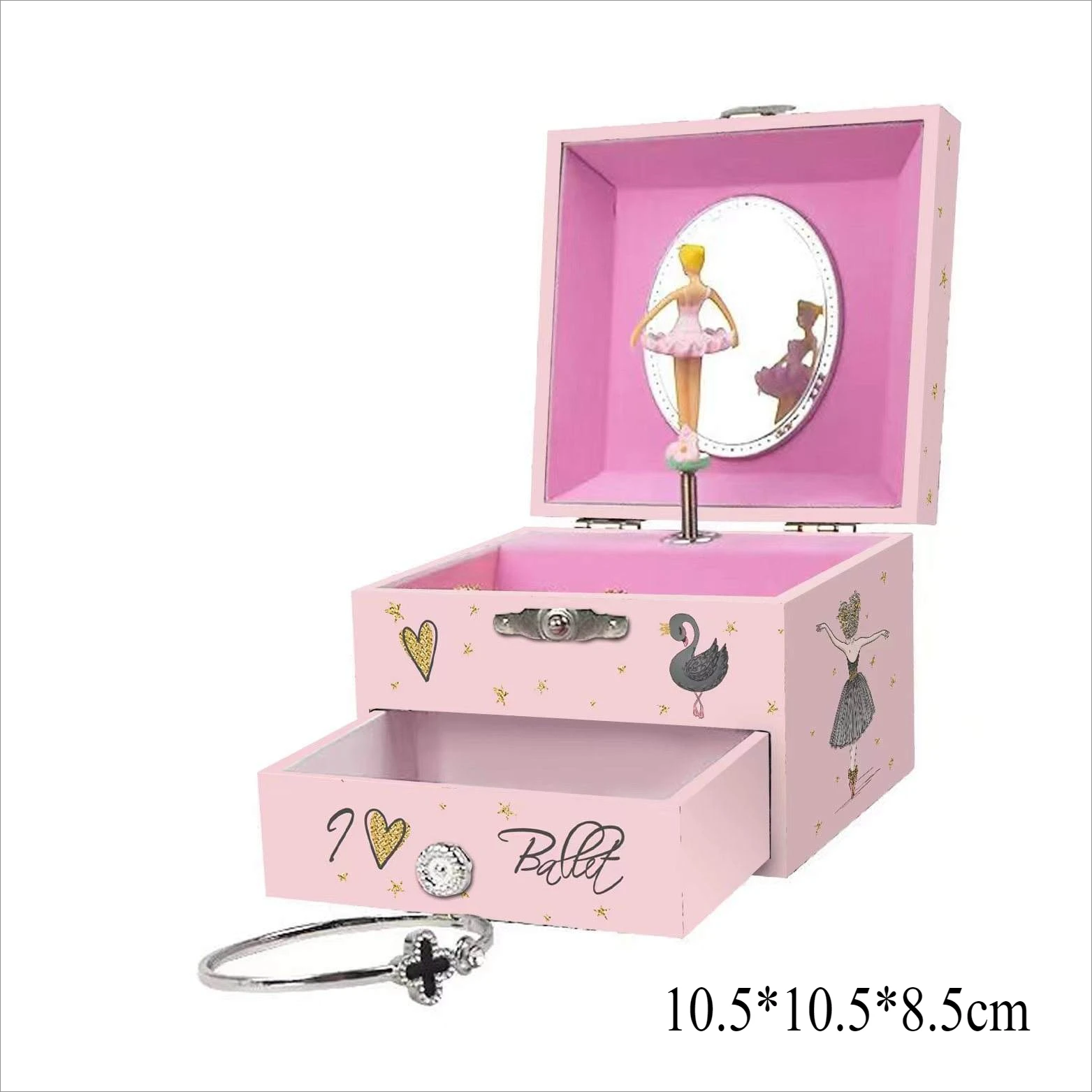 Caja de música navideña infantil con unicornio giratorio y bailarina MDUG (Cisne Negro B de 4 pulgadas)