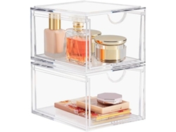 Juego De Dos Cajones Apilables Acrílico Para El Orden, Caja Organizadora Cosméticos Y Cuarto Baño Impermeable Multifunción Hogar Viajes