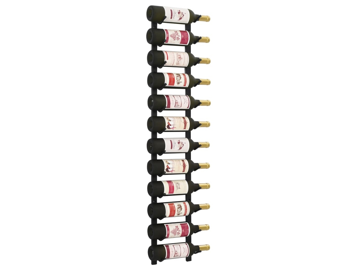 Botellero de pared para 12 botellas de hierro negro, DKD HOME DECOR
