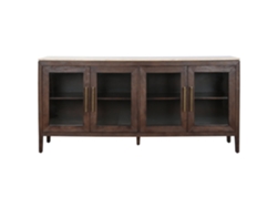 Aparador de metal marrón con acabado de acacia ALEXANDRA HOUSE LIVING (145x40x80cm)