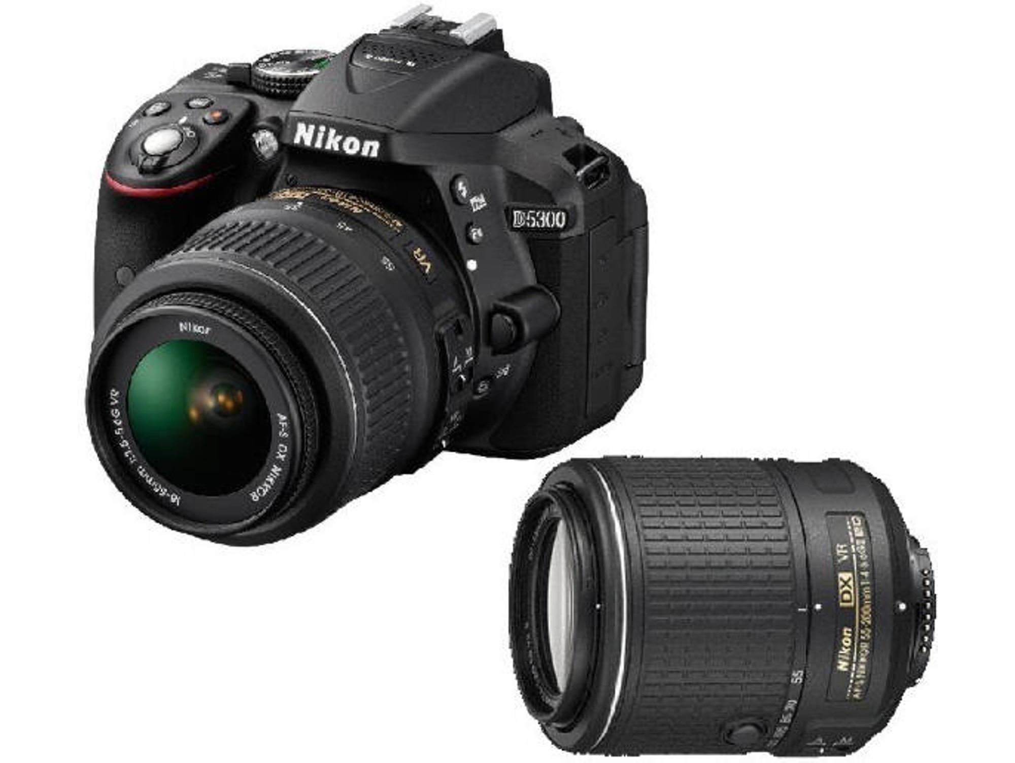 Kit Cámara Réflex NIKON D5300 + 18-55mm VR II + 55-200mm VR II (Negro - 24.2  MP - Sensor: DX - ISO: 100 a 25600)