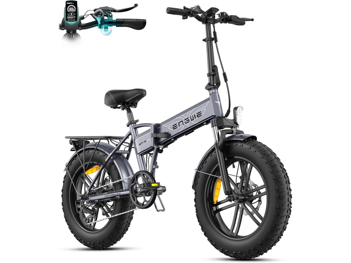 Bicicleta eléctrica plegable Engwe EP 2 Boost con batería extraíble de 48V 13Ah, autonomía de hasta 120km, motor de 250W, neumáticos gruesos de 20x4.0 pulgadas, Shimano de 7 velocidades