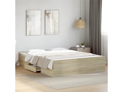 Cama Con Cajones Madera Ingeniería Roble Sonoma 140x200 Cm