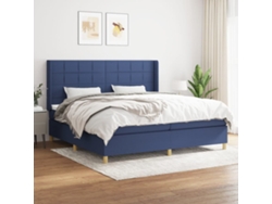 Cama Box Spring Con Colchón Tela Azul 200x200 Cm