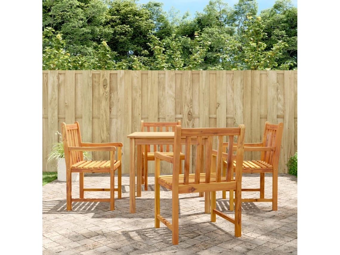 Juego de comedor de jardín de 5 piezas DKD Home Decor en madera maciza de acacia