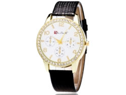 Reloj De Pulsera Para Pareja Zhoulianfa Con Correa De Pu, Esfera Redonda Y Movimiento De Cuarzo (negro)