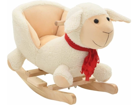 vidaXL Oveja balancín de peluche con respaldo blanco 60x32x50 cm