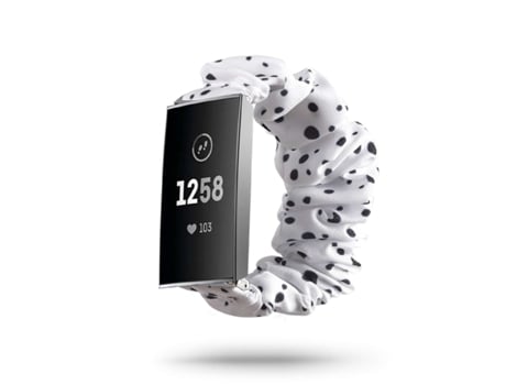 Correa Fitbit Charge 3 Pulsera Scrunchie Negro y Blanco