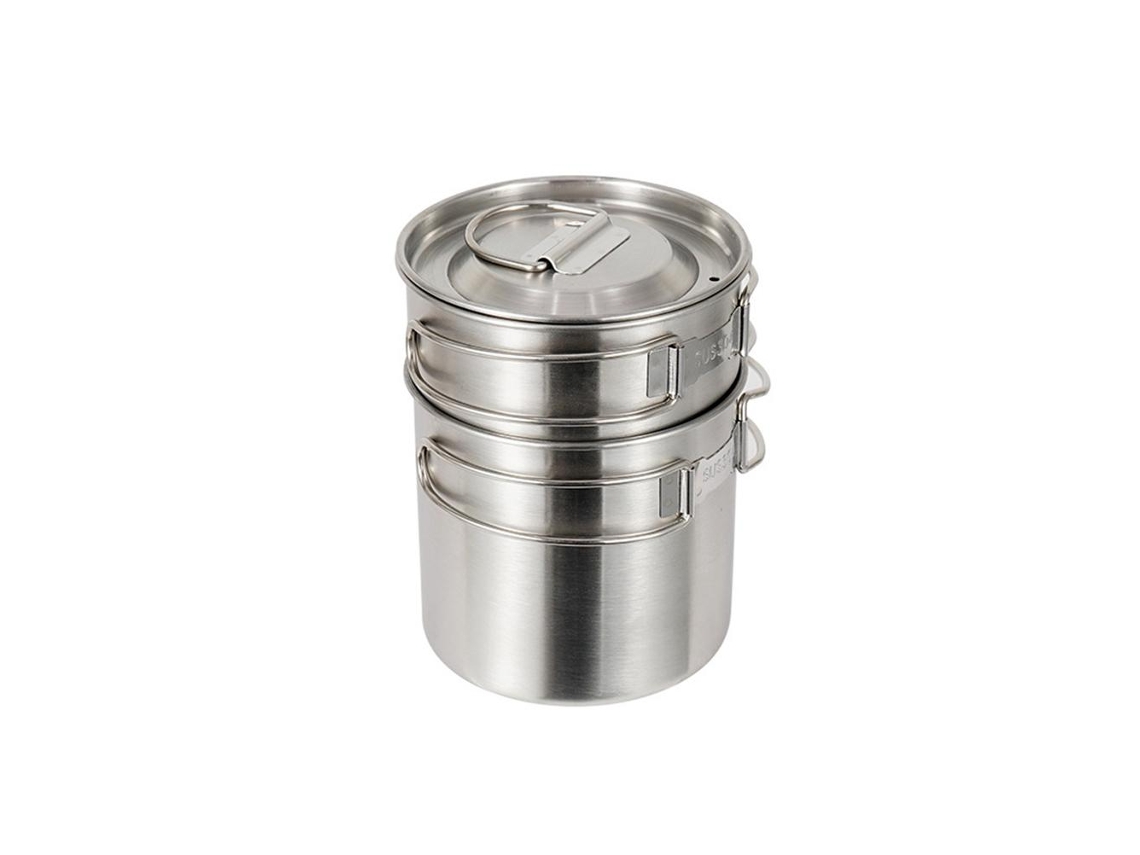 Jinwei-2 Piezas Set De Cocina Camping Acero Inoxidable Ollas Taza Vasos Portátiles Para Senderismo Picnic
