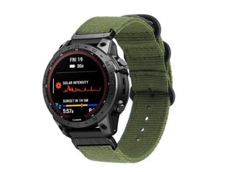 Correa Smartwatch para Garmin Fenix 7 Nylon con Hebilla de Acero de Tres Anillas (Verde Militar)